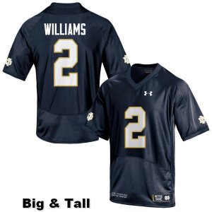 Notre Dame Fighting Irish Men's Dexter Williams #2 Navy Blue Under Armour Authentic Stitched Big & Tall College NCAA Football Jersey ARR5099DX